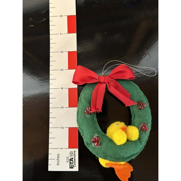 6 Vintage Push Pin Sequined Christmas Snowman Felt Soldier Mouse Duck Ornaments - Picture 10 of 10